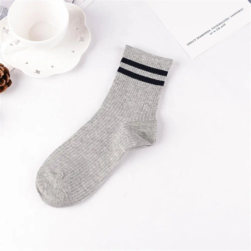 Носки женские спортивные унисекс хлопковые с двумя полосками до щиколотки