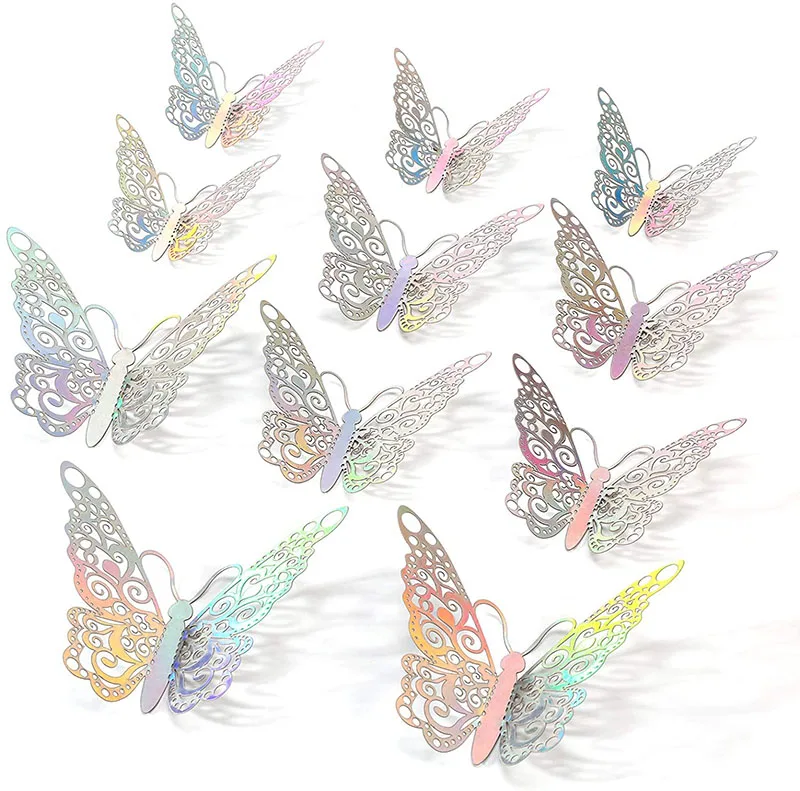 

12Pcs 3D Layered Butterfly Wall Stickers Removable Butterfly Sticker Hollow Mural Decals DIY Decorative Wall Art Crafts For Home