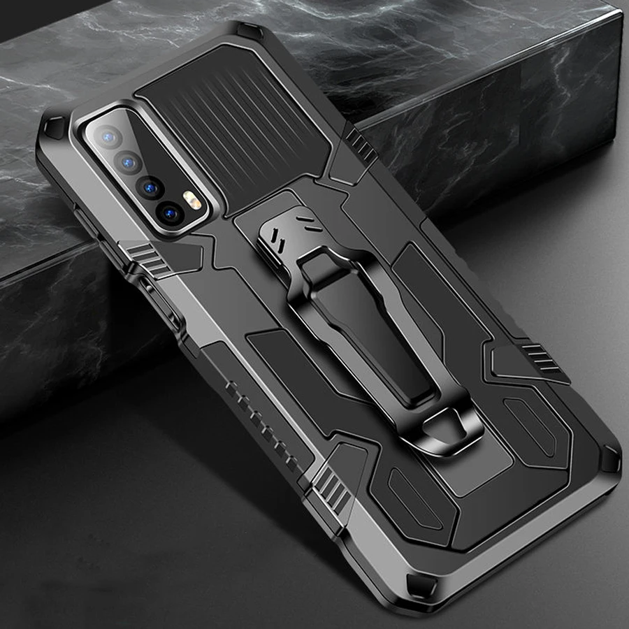 Противоударный Гибридный чехол с зажимом для ремня Huawei P Smart 2021 армированный