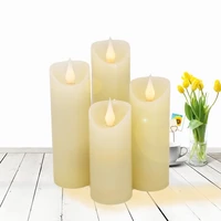 4pcs dancing flame led candles lights with real wax pillar lamp for wedding birthday party christmas home decor