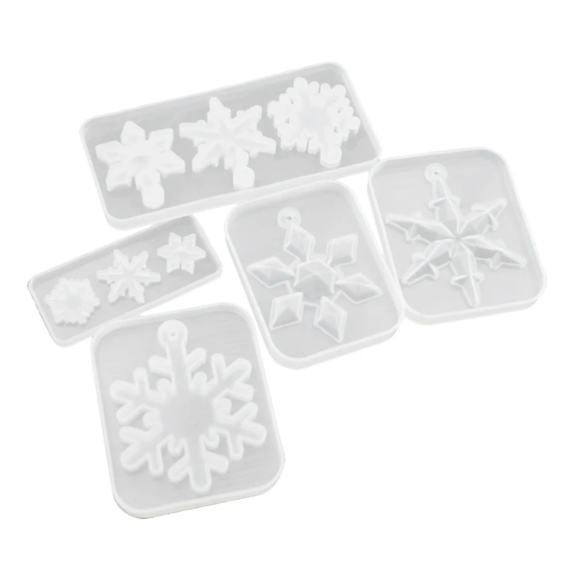 

5Pcs Snowflake Snow Mold for Jewelry Pendant Charms Making DIY Resin Casting Mould Christmas Decorations