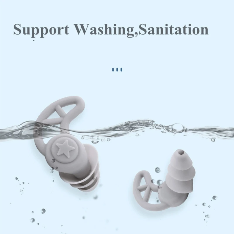 

Pack of 2 Sleeping Ear Plugs Reusable Silicone Noise Cancelling Ear Plugs Three-layers Noise Reduction Shark Fin Design