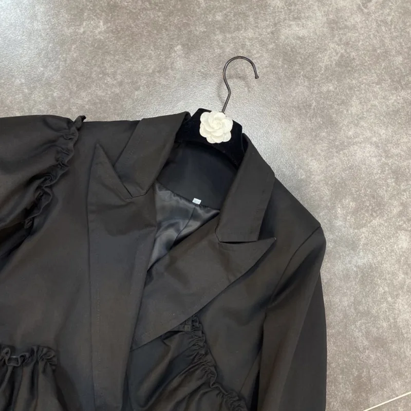 DEAT/Новинка 2021 года Сезон весна Цвет черный Однотонный Длинный рукав Воротник с