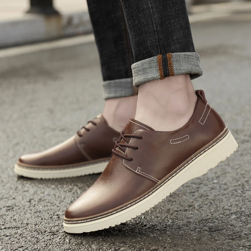 

Classic Comfortable Men Casual Shoes oxfords fashion Men Shoes Quality genuine Leather Shoes Men Flats lace up Moccasins Shoes