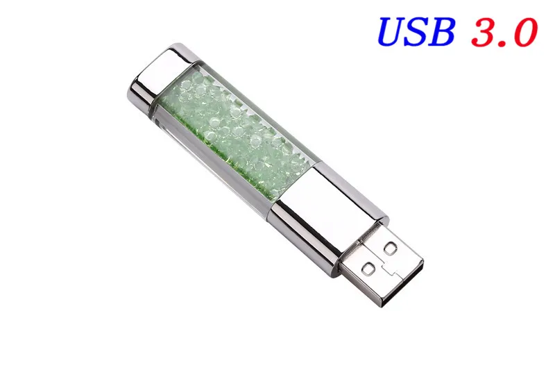 Кристаллические элементы USB флеш-накопители USB 3,0 флэш-накопитель U Диск флеш-накопитель 4 ГБ 8 ГБ 16 ГБ 32 ГБ 64 ГБ 128 ГБ творческие подарки - Color: Green