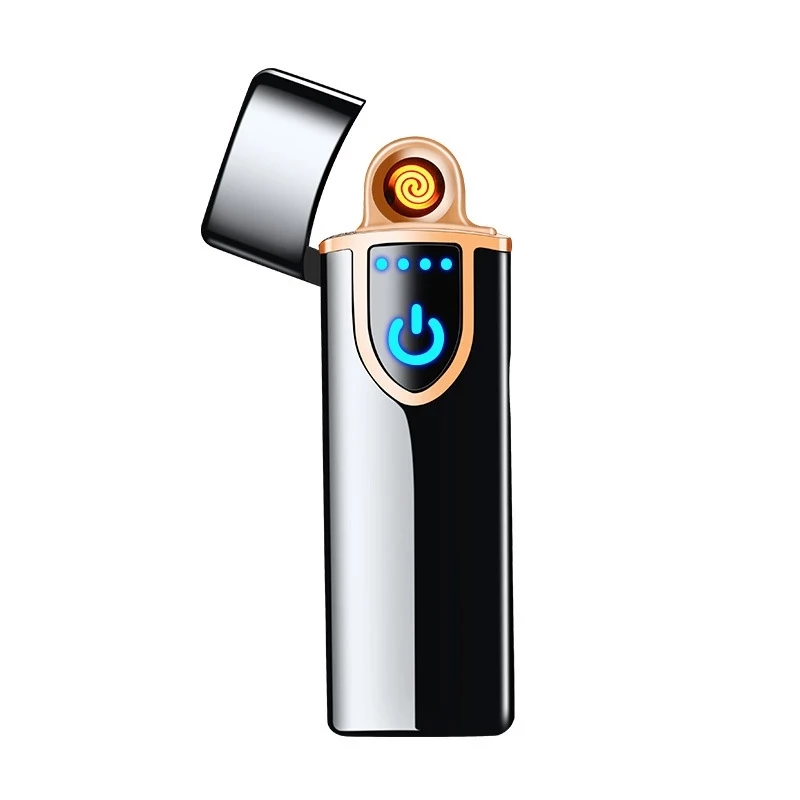 

New Fingerprint Touch Usb Lighter Electric Cigarette Lighters Metal Rechargeable Lighter Double Sided Heating Wire Torch