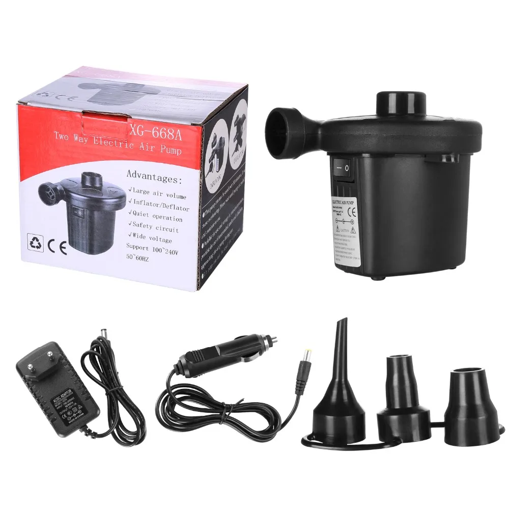 Eu Plug,Rechargeable Electric Air Pump Nickel-Cadmium Battery Inflatable Air Pump Inflate Deflate For Outdoor Kayak Airbed Boat