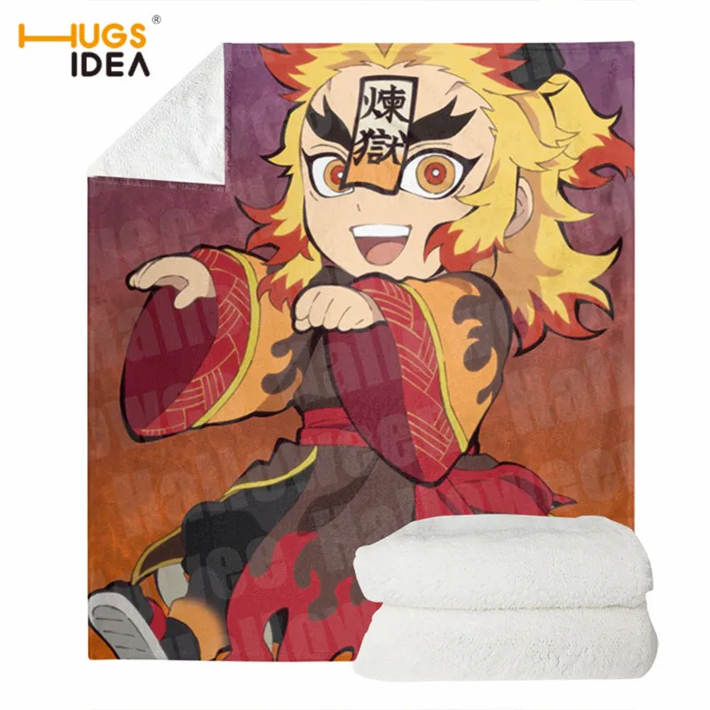 

Флисовые одеяла с аниме 3D принтом, рассекающее демонов киметасу, с милым мультяшным принтом, тонкое одеяло, декор для стула