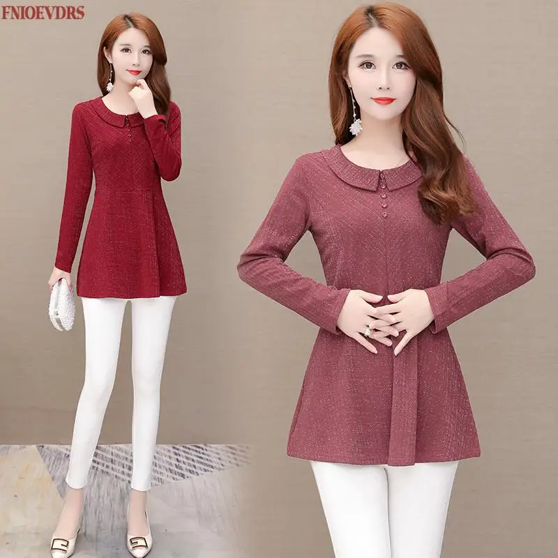 

Women Blouses 2020 Autumn Fashion Casual Peter Pan Collar Solid Shirt Long Sleeve Women Peplum Tops Shirts Blusas