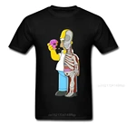 Мужская футболка с изображением анатомии Гомера, Забавные топы в стиле хип-хоп, футболки с изображением черепа футболка с 3D пончиком, круглый вырез, День Труда, 100% хлопок, одежда