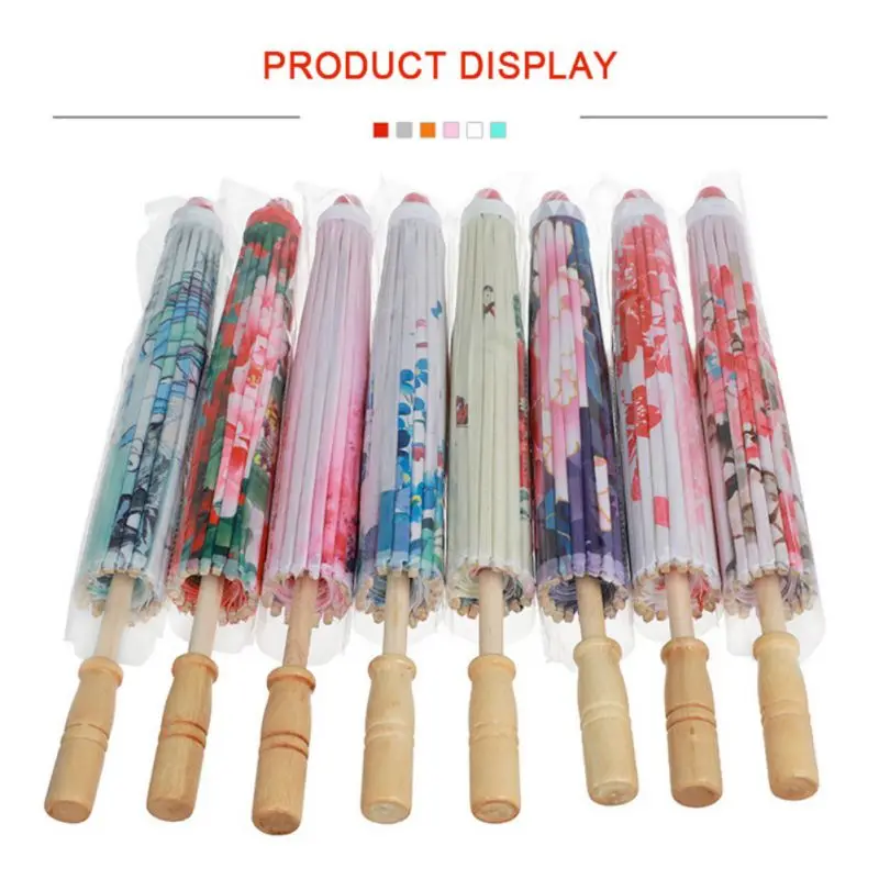 

Chinese Style Wood Handle Umbrela Chinese Peony Flower Art Umbrella Silk Cloth Classic Umbrella for Shop Top Hanging Decoration