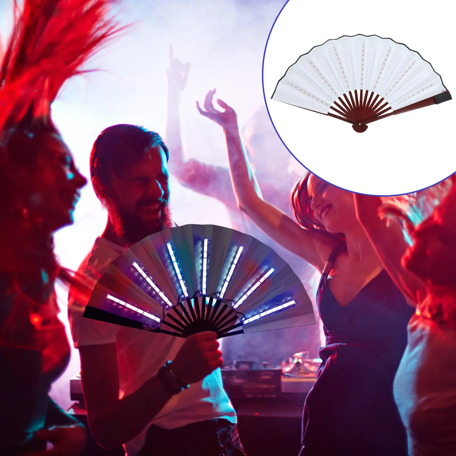 

1pc Large Ship Hand Fan Glowing LED Light Fan Dance Club Fan for Performance