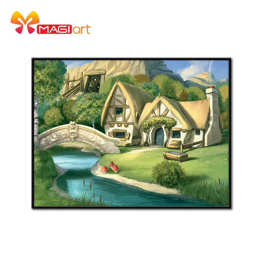 

Cross stitch kits Embroidery needlework sets 11CT water soluble canvas patterns 14CT Dwarf's home-NCMS042