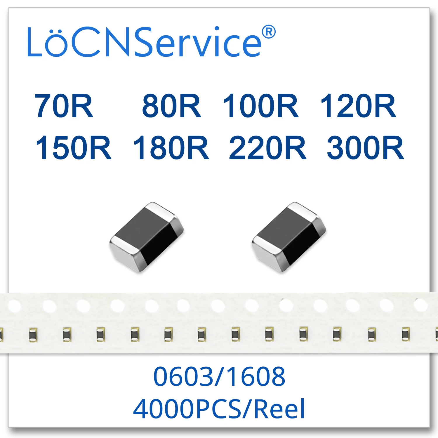 LoCNService 0603/1608 100 МГц 4000 шт. Многослойные чип ферритовые 70R 80R 100R 120R 150R 180R 220R 300R 25%