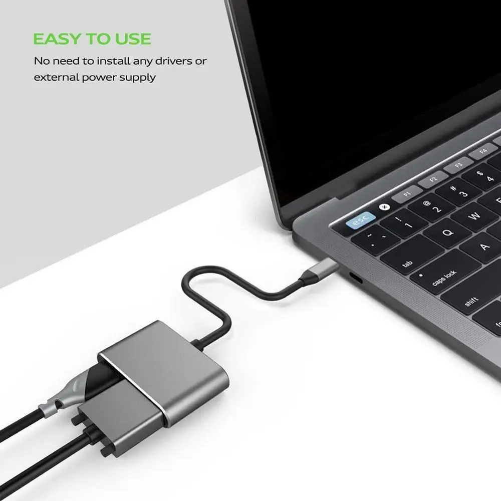 Адаптер концентратор с разъемами USB 3 0 и Type C на PD для зарядки VGA 4K HDMI переключатель