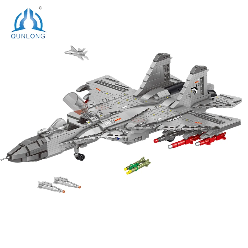 

QUNLONG J-15 Fighter Model Building Blocks Educational Toys Christmas Gift Bricks Constructions on Model Blocks Assembling Gifts