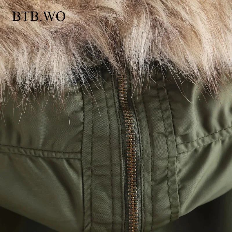 

BTB.WO Za Women 2020 Fashion Thick Warm Winter Parkas Coat Vintage Hooded Long Sleeve Female Outerwear Chic Tops