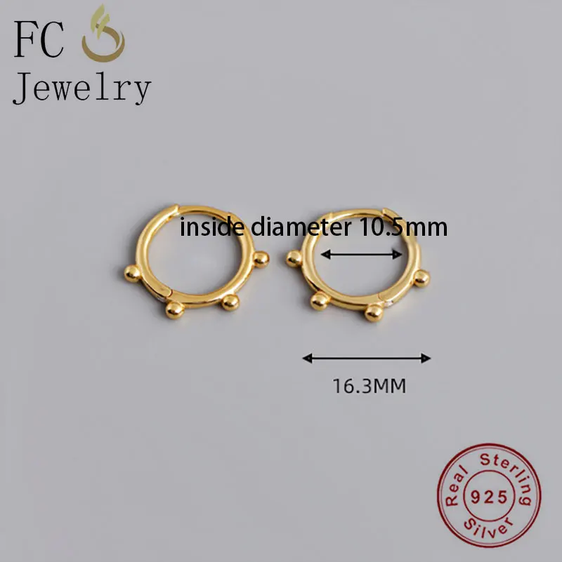 FC Jewelry 925 Silver Small Golden Round Bell Shape Beaded Pendant Hoop Earring For Young Girls Teen Gift Women Boucle 2020 NEW | Украшения