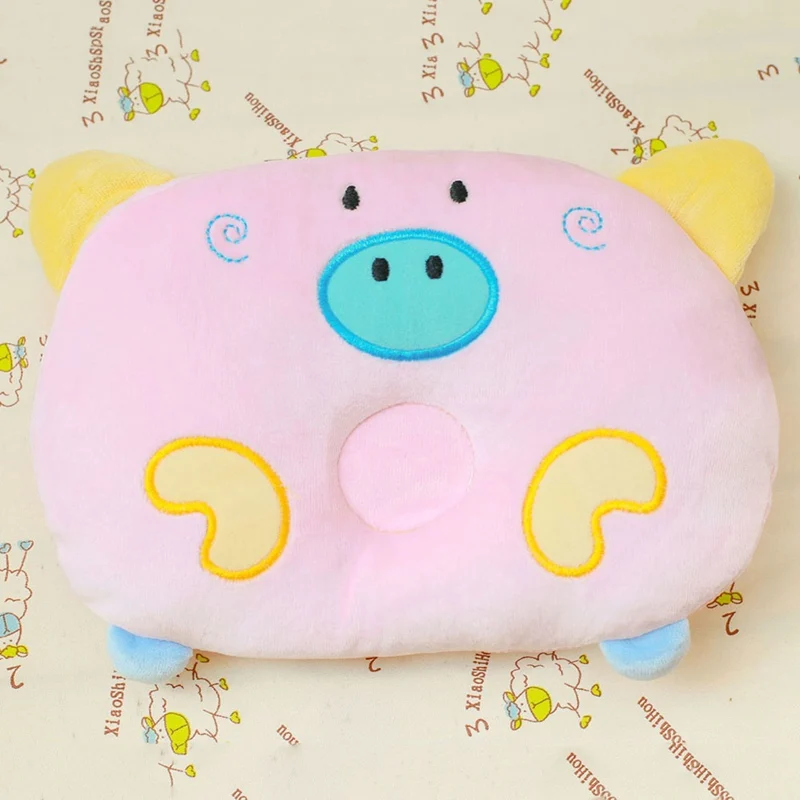 

Unisex Baby Newborn Soft Cartoon Pig Head Shape Pillow Correction Cotton Pillow Gift