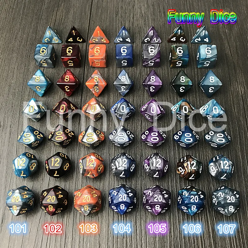 Новое поступление 7 шт 2 цветные кости набор с эффектом туманности игральные DnD d4 d6