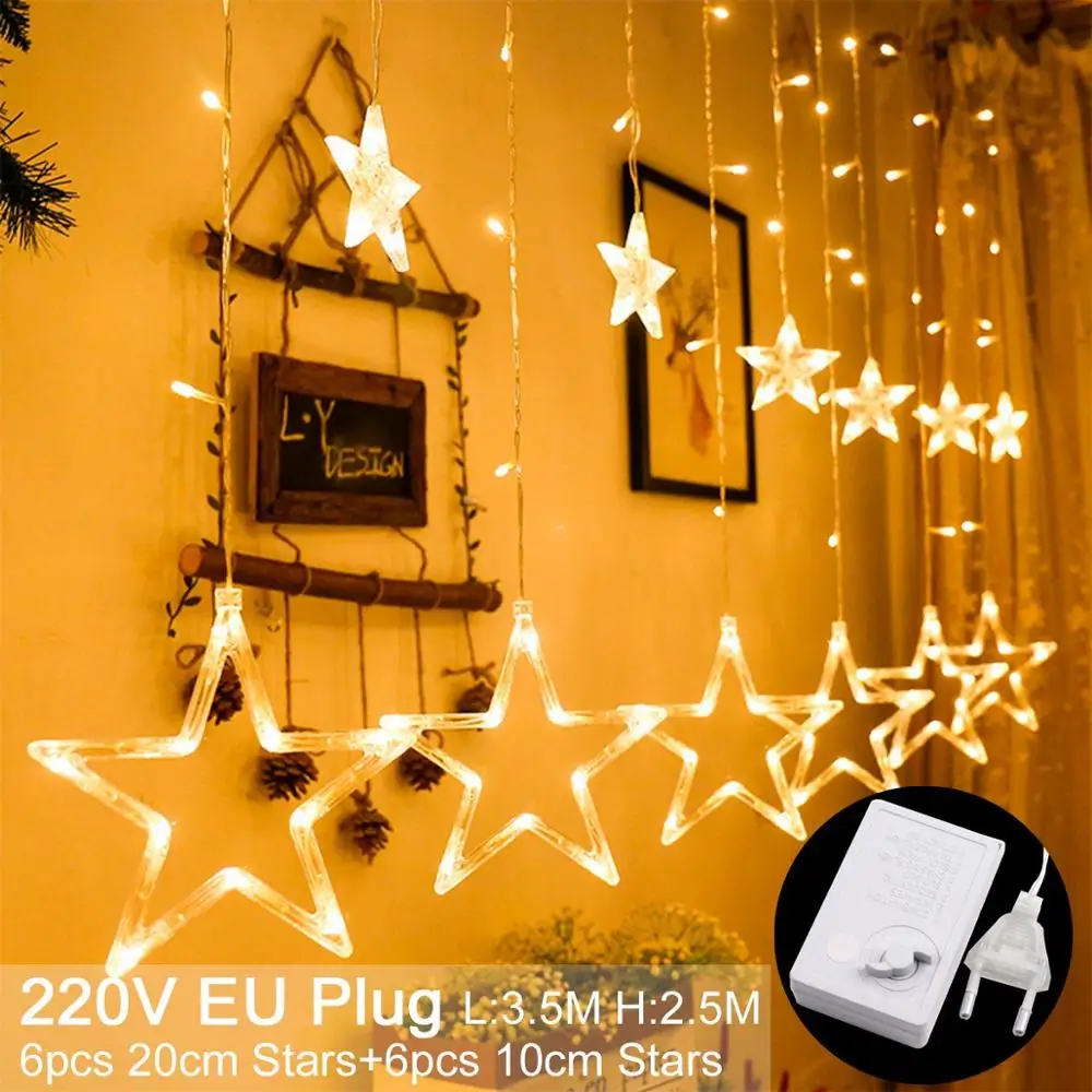 220V Warm White QIFU Рождественская елка занавеска С лосями светильник Счастливого Рождества Декор для дома Рождество украшения Рождественские подарки Navidad год - Color: 220V Warm White