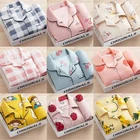 Женский пижамный комплект из двух предметов, домашняя одежда с длинным рукавом и мультяшным принтом