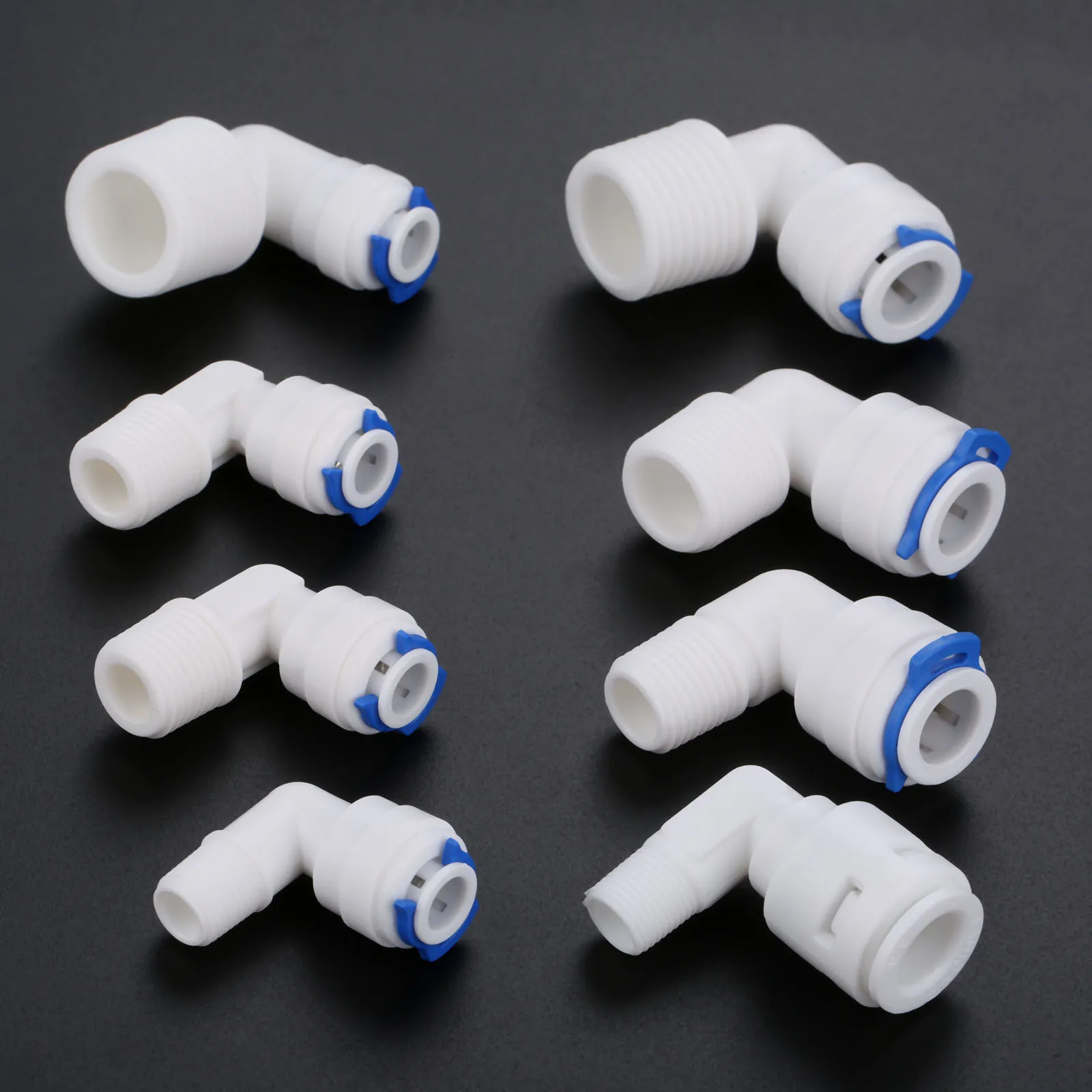 

5Pcs 1/4" 3/8" OD Hose 1/4" 3/8" 1/2" BSP Male Reverse Osmosis System Pipe Connector RO Water Elbow Quick Coupling Fitting