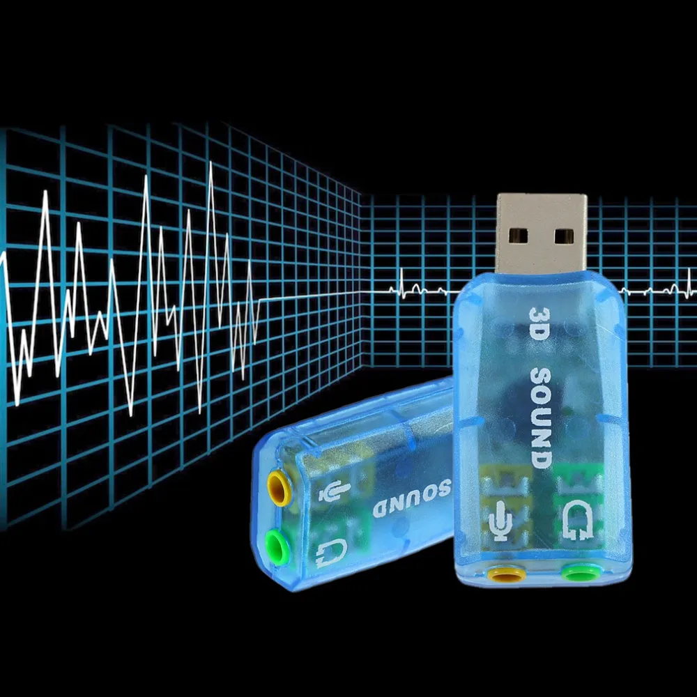 1 шт. 3D Аудио карта Usb Микрофон/Динамик адаптер объемного звучания 7 Ch Voor ноутбук |