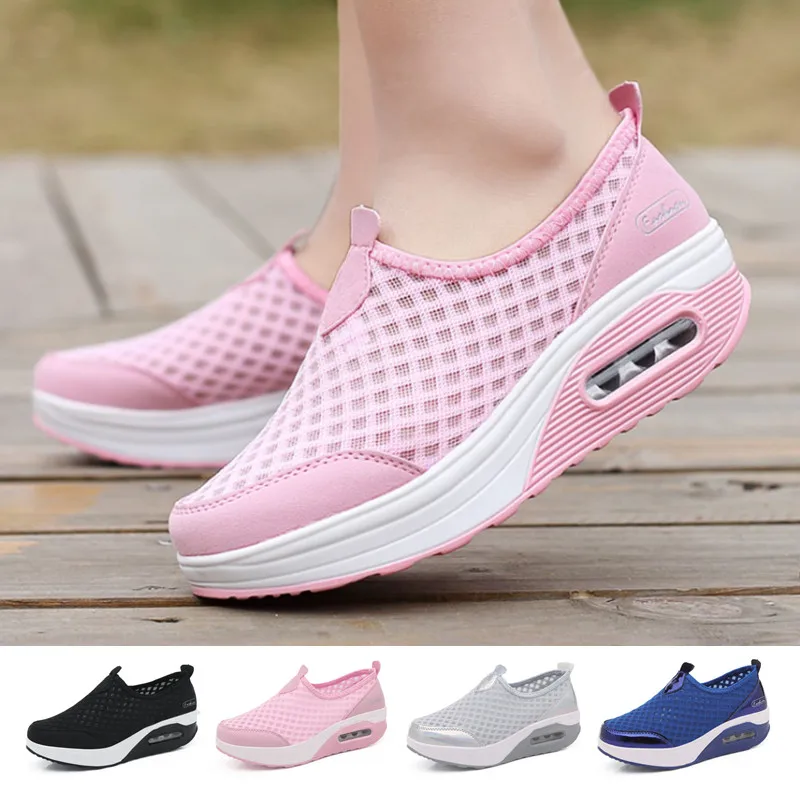 

NEW Women Shake Shoes Air Cushion Flatform Walking Shoes Women Outdoor Mesh Breathable Chunky Sneakers Zapatos Deportivos