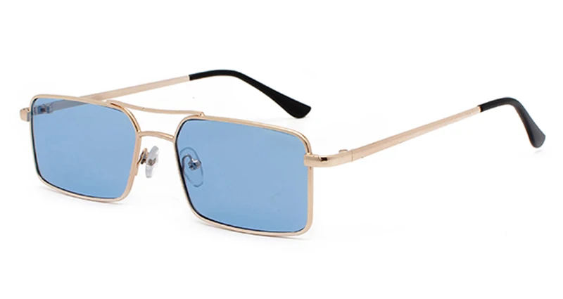 gold with blue Peekaboo мужские прямоугольные Солнцезащитные очки женские Ретро золотые металлические прозрачные красные желтые синие мужские солнцезащитные очки Квадратные летние аксессуары - Цвет линз: gold with blue