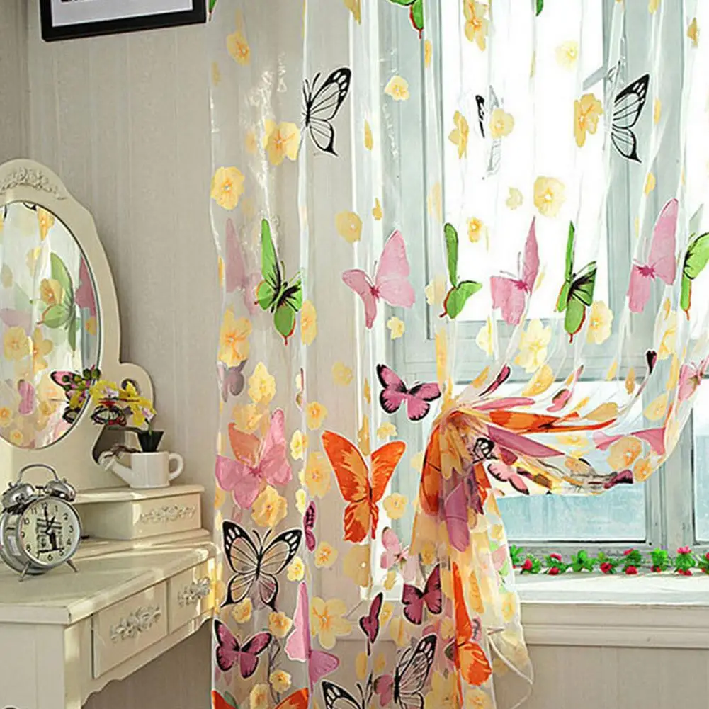 

200x100cm Colorful Butterfly Tulle Curtain Living Room Bedroom Modern Tulle Curtains Decor