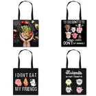 Веганских материалов не ешьте животных, сумка на плечо, цветная Сумочка подросток маленькие сумки через плечо для мальчиков и девочек, с высокой пропускной способностью сумка