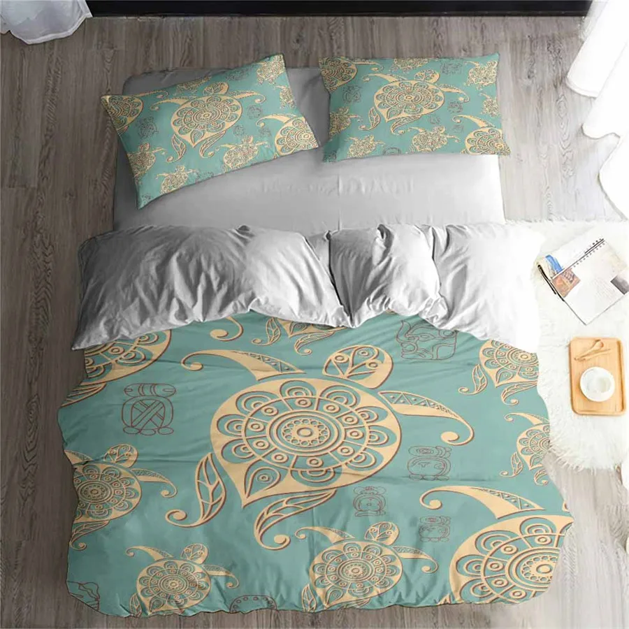 

3d-комплект постельного белья HELENGILI, пододеяльник с принтом морской черепахи, реалистичное постельное белье с наволочкой, размеры 2-04