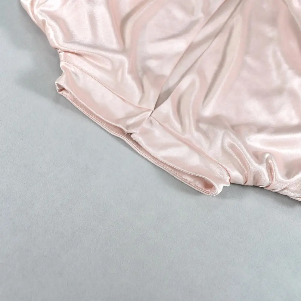 

Fashion Satin Backless High Neck Bodysuit Women Tops Spring 2020 Fashion Long Sleeve Party Club Bodysuits Solid Streetwear