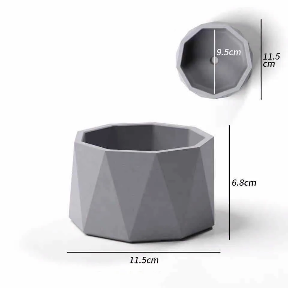 geometric pot mold Concrete Planter Molds Cement Flower Pot DIY Clay | Дом и сад