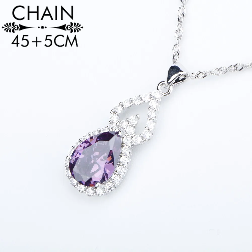 Новинка 2018 Комплект бижутерии из серебра 925 пробы с фиолетовым цирконием