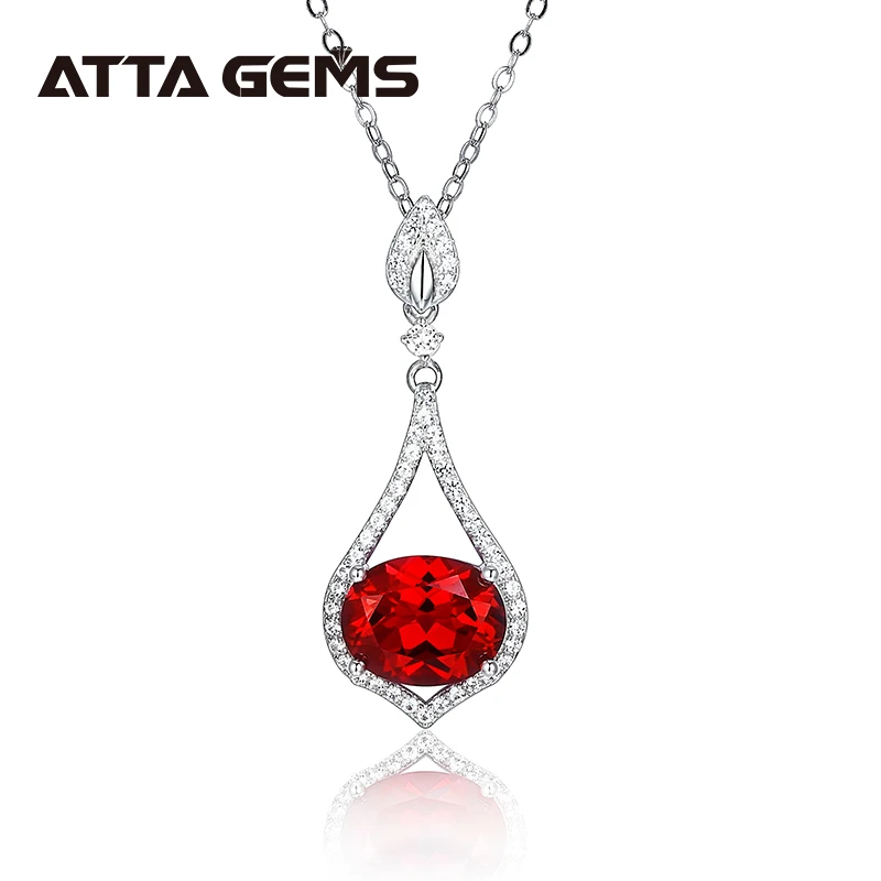 

Ruby Sterling Silver Pendant for Women Fine Jewelry Gift for Mother's Day Created Ruby 3.5 Carats Classic Style