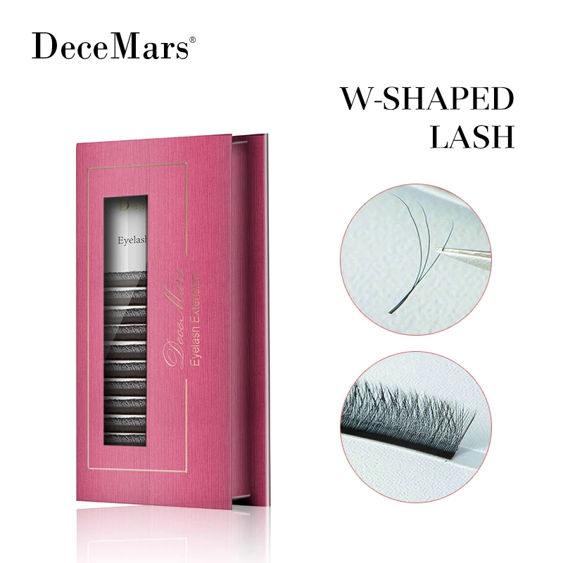 DeceMars 3D W Shaped ресницы для наращивания 3 кончика C/D Curl высокое качество Idividual