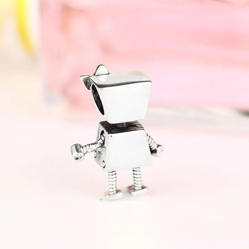 Новинка 2019 925 пробы Серебряный эмалированный робот Bella Bot из бисера подходит для