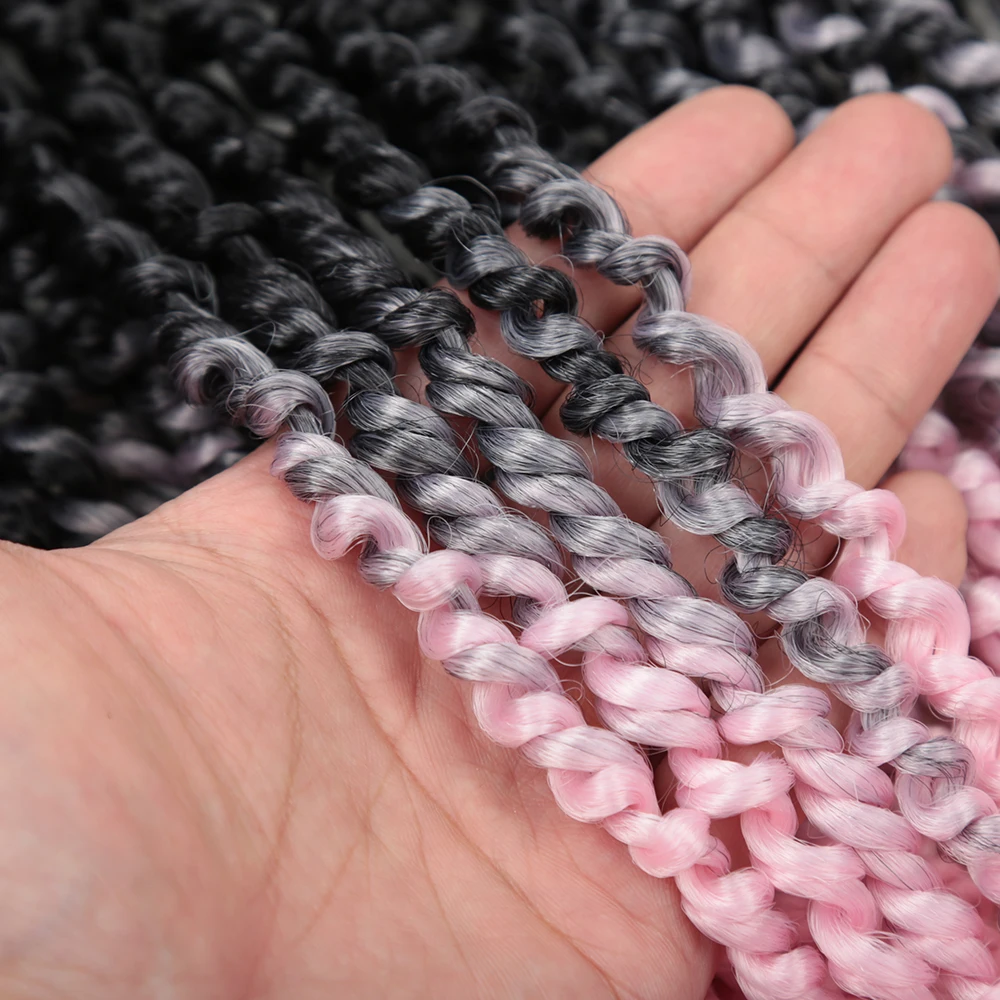 18 дюймовая волнистая богемная кудрявая вязаная коса Омбре синтетическая страсть