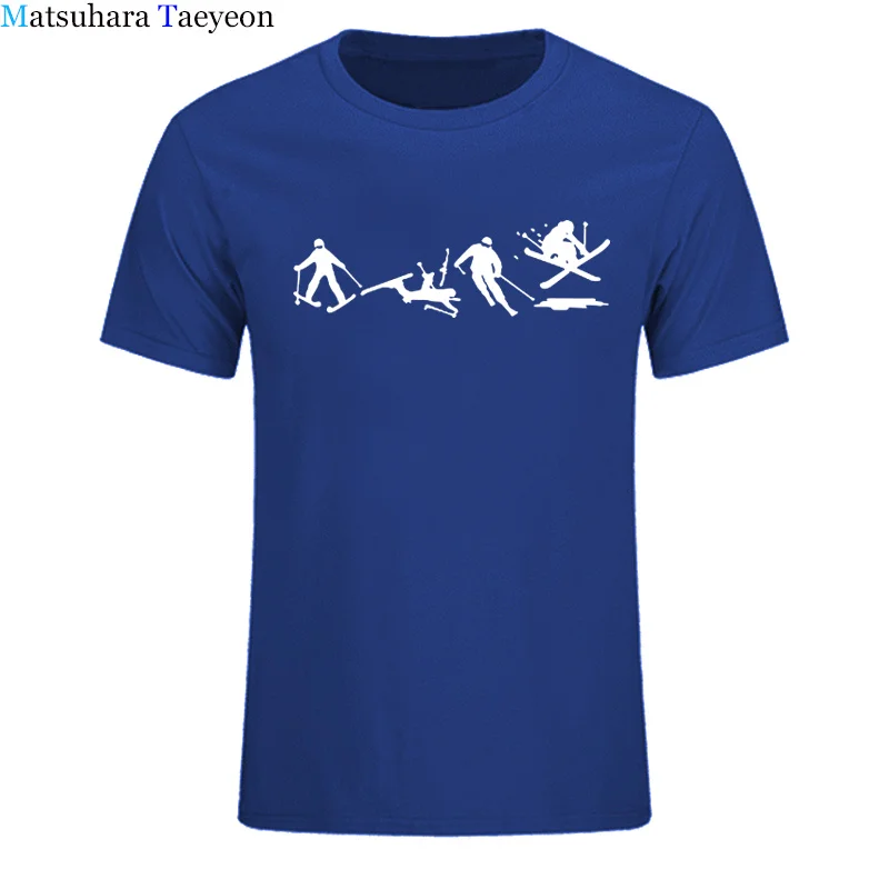 

New Fashion Evolution Ski Funny Print T Shirts Men Summer Short Sleeve T-shirt Cotton Skiing Gift For Boyfriend Husband Tops Tee
