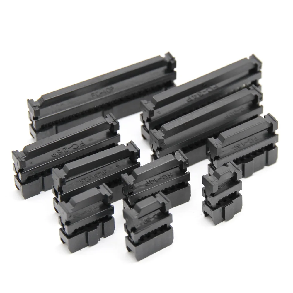 

2.54mm FC-6/8/10/14/16/20/26/30/34/40/50P Double Row Female Header Connector ISP JTAG Crimping Connector For DC3 Socket 10Pcs