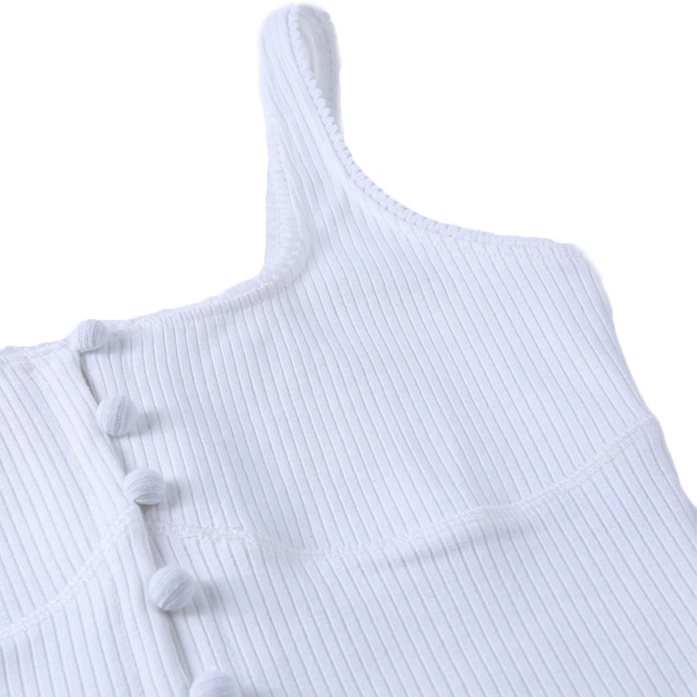 

Women Ladies Sexy Tank Top Summer Fashion Solid Color Lace Up Sleeveless Short Camisole Single-breasted Vest High Street Sun-top
