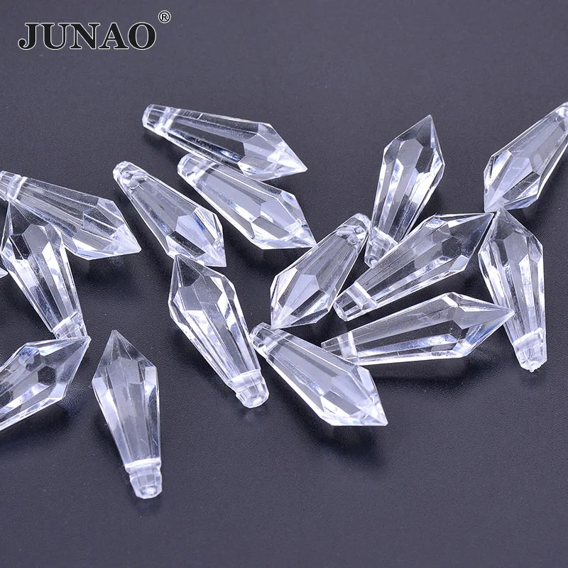 20pcs 10x30mm Drop JUNAO 30 мм прозрачные акриловые Висячие бусины, стразы в форме сердца, бусины для рукоделия, изготовление украшений, занавески - Цвет: 20pcs 10x30mm Drop