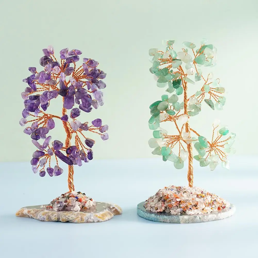 

Натуральное Хрустальное дерево, аметист, розовый кварц, аквамарин, украшение на удачу, агат, ломтики, минеральный камень, домашний декор, рож...