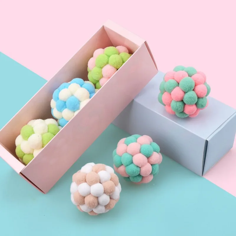 

3 Pcs Cat Balls Training Toy Plush Bouncy Balls Bell Interactive Toys Chewing Balls For Kittens Playing With Kittens Training .