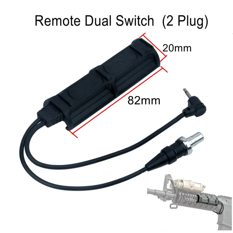 Softair PEQ Remote Dual Switch 2 Plug Military Pressure Pad Switch For PEQ M3X m300 m600 DBAL Tactical Airsoft Flashlight