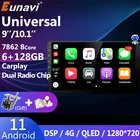 Автомагнитола Eunavi, 2 DIN, Android 11, мультимедийный видеоплеер, головное устройство 2 DIN, DVD, GPS, стерео, 9 дюймов, экран 10,1x1280