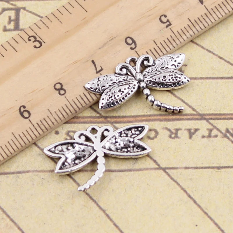 

25pcs Charms dragonfly 17x25mm Antique Silver Color Pendants Making DIY Handmade Tibetan Silver Color Finding Jewelry