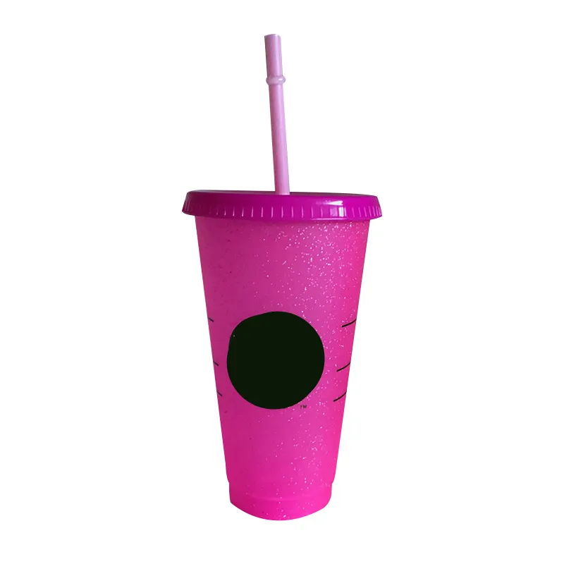 700 мл Радужная соломенная чашка с логотипом и крышкой кофейная многоразовые